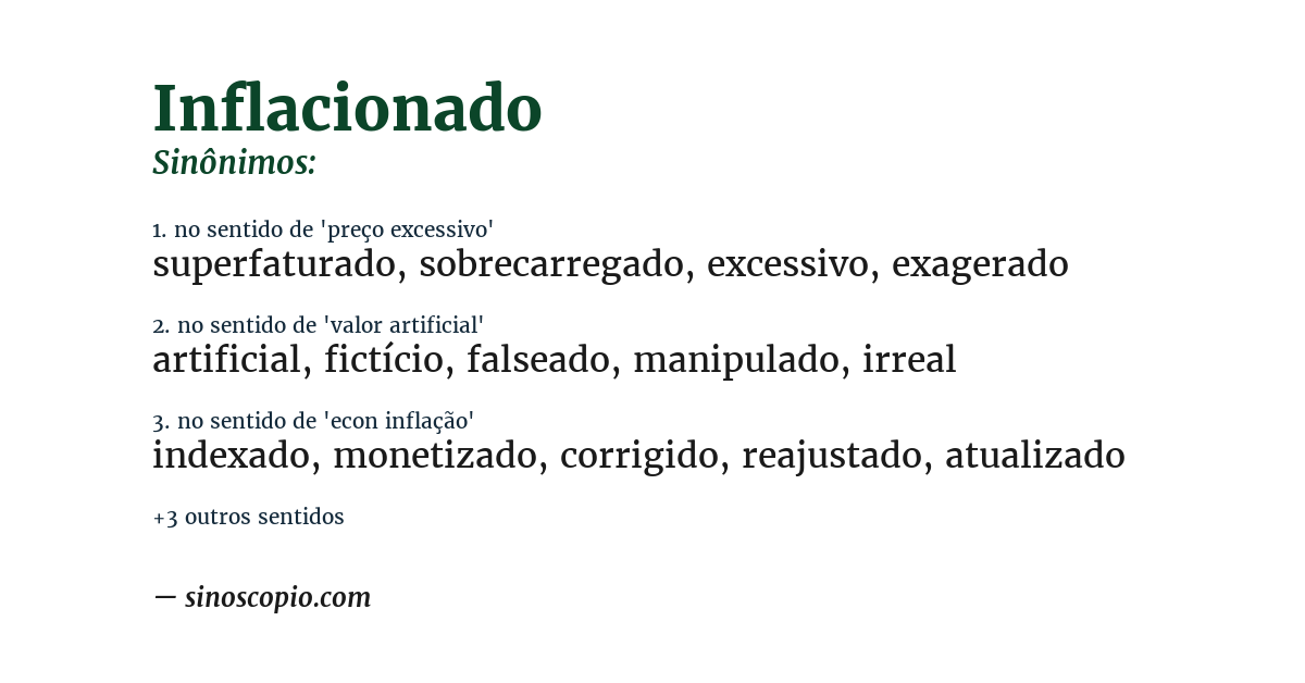 Sinônimo de inflacionado