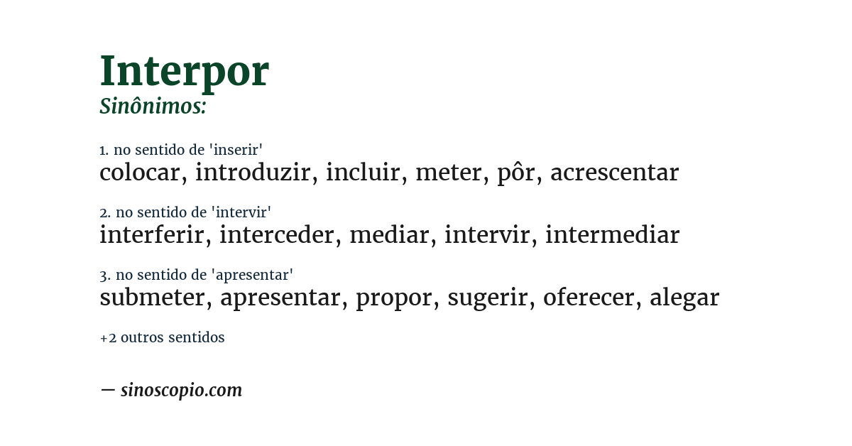 Sinônimo de interpor