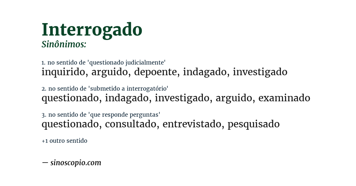 Sinônimo de interrogado