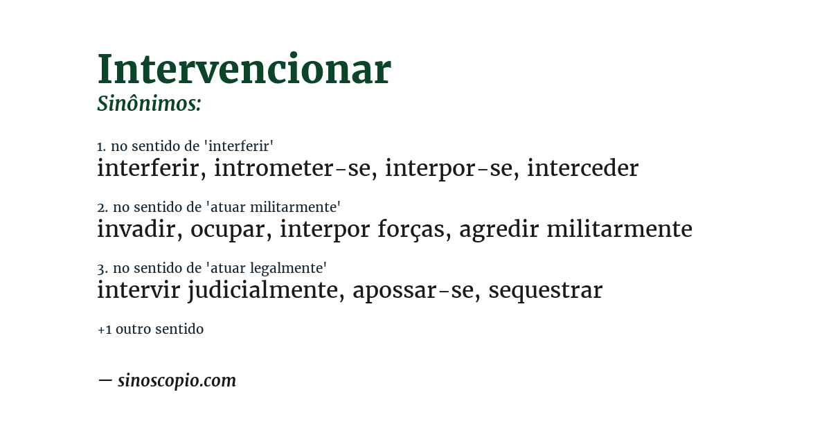 Sinônimo de intervencionar