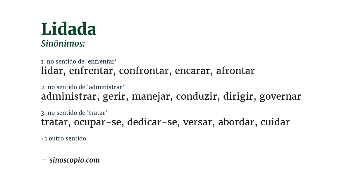 Sinônimo de lidada