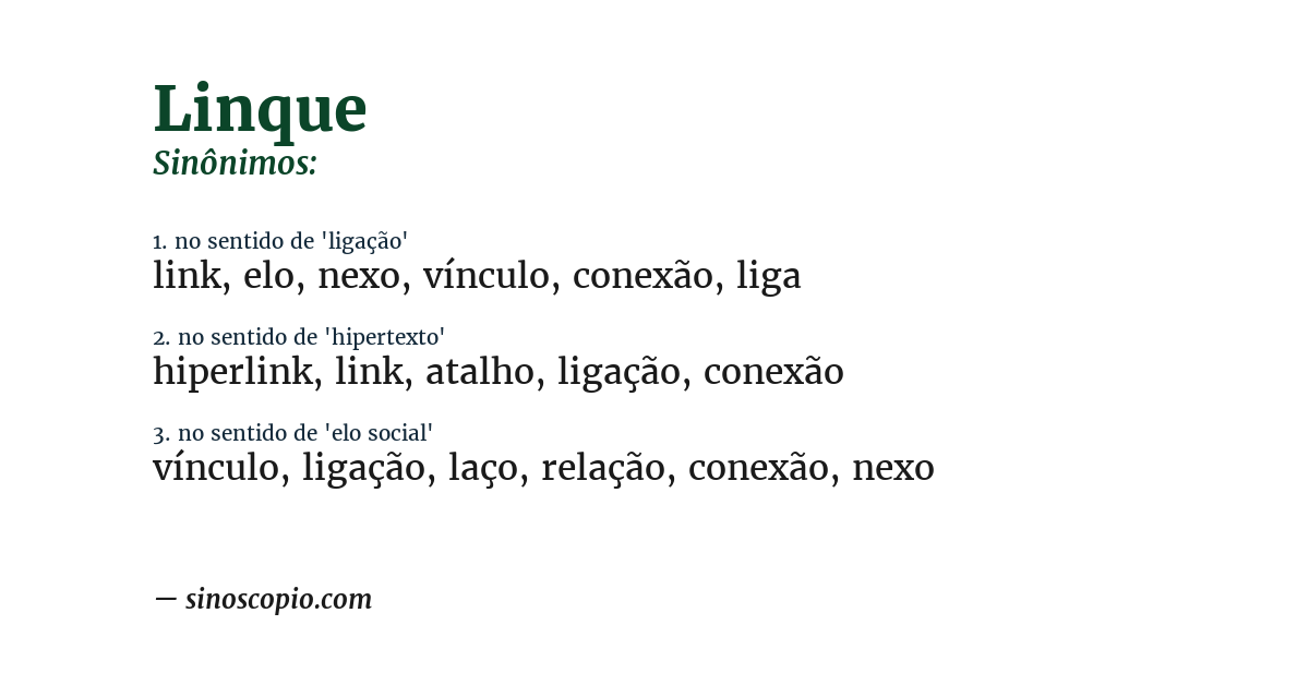 Sinônimo de linque