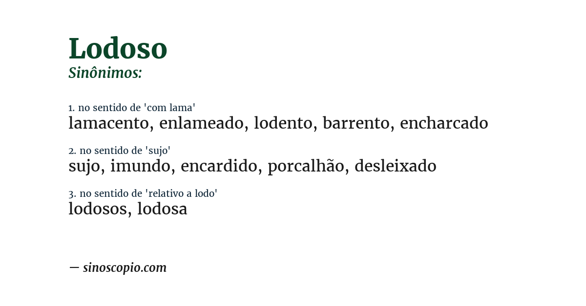 Sinônimo de lodoso