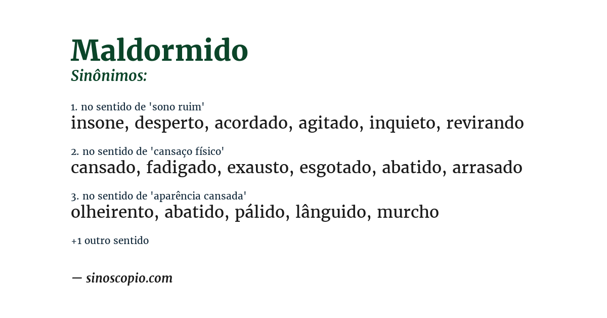 Sinônimo de maldormido
