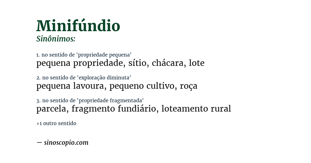 Sinônimo de minifúndio