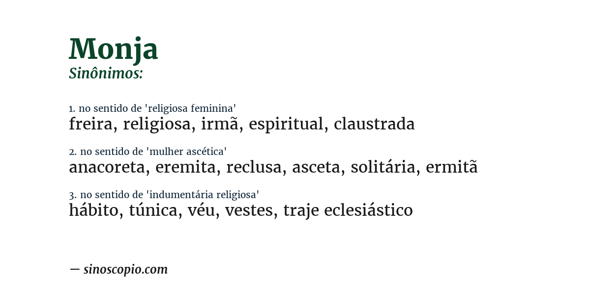 Sinônimo de monja