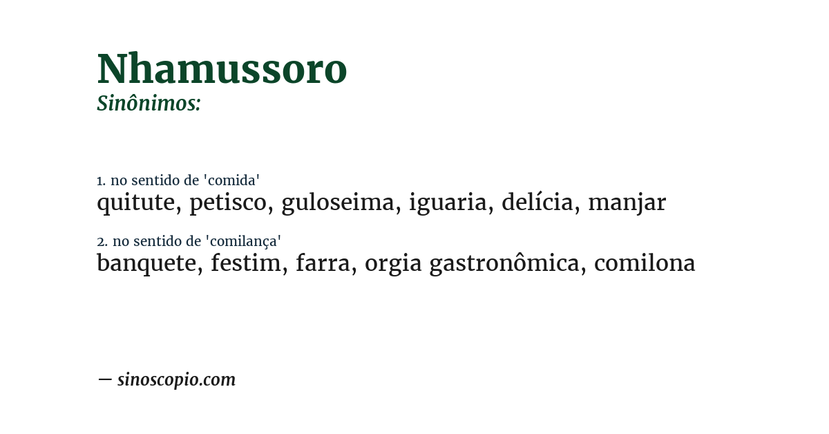 Sinônimo de nhamussoro