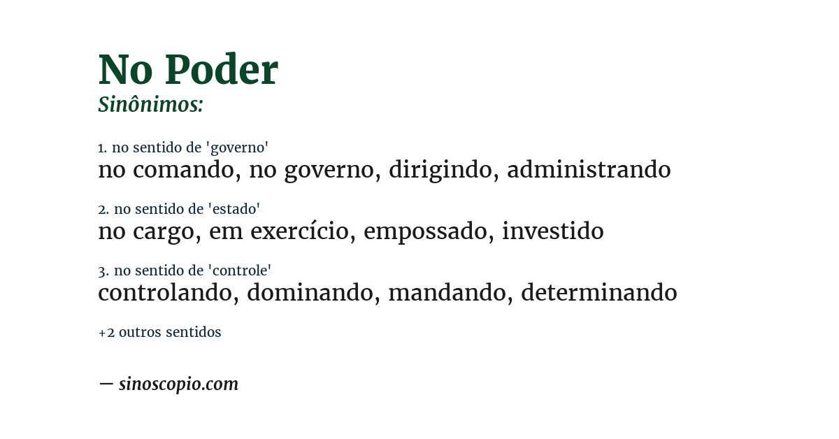 Sinônimo de no poder