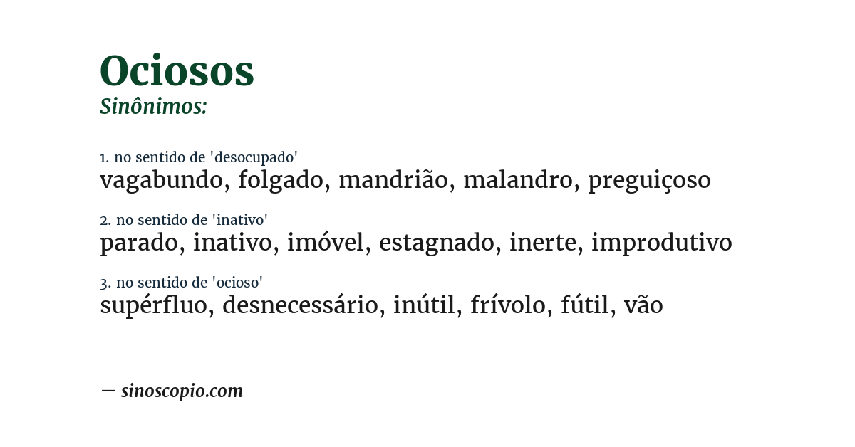 Sinônimo de ociosos