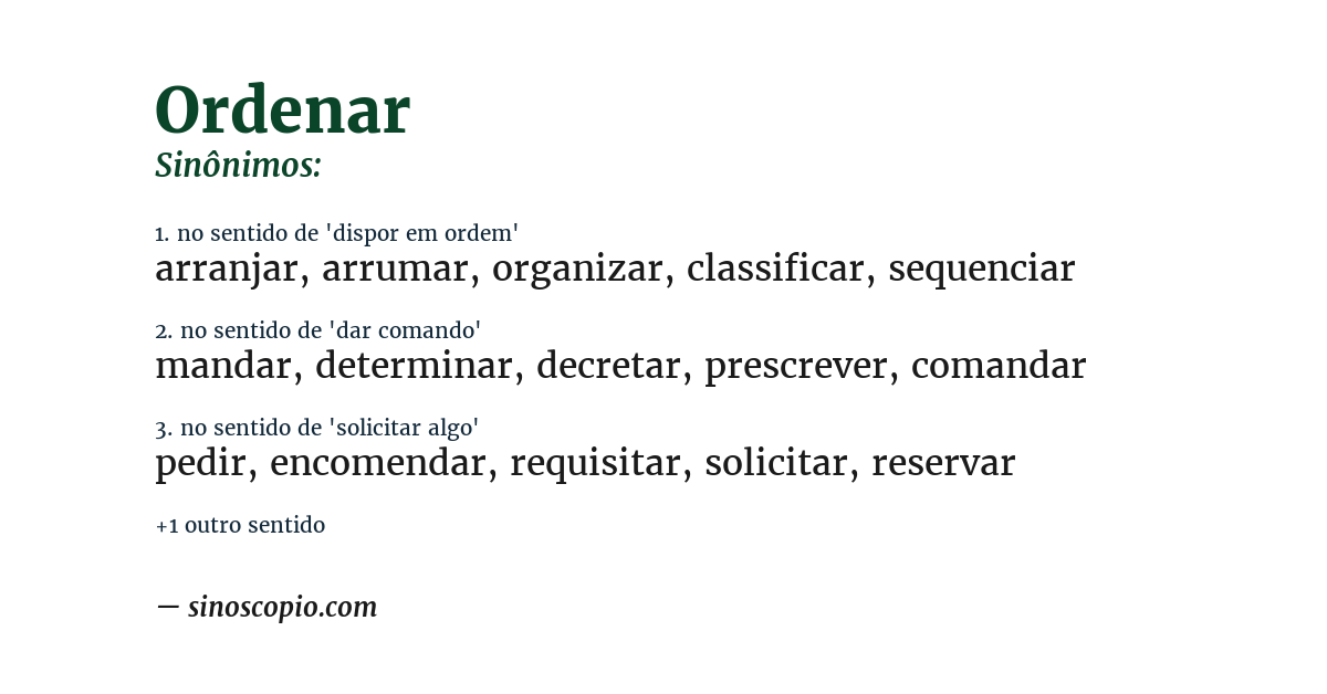 Sinônimo de ordenar