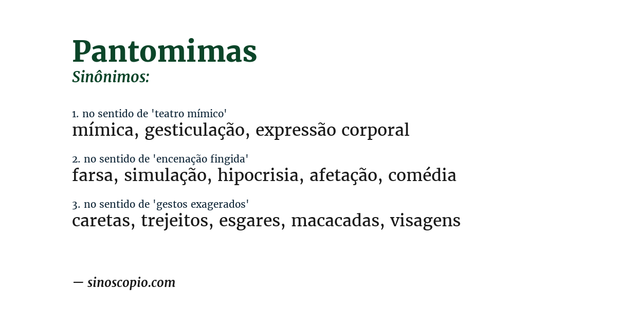 Sinônimo de pantomimas