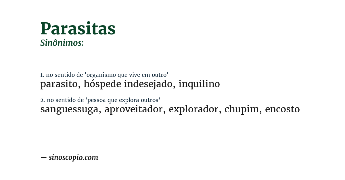 Sinônimo de parasitas