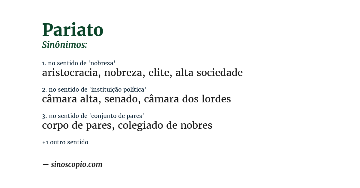 Sinônimo de pariato