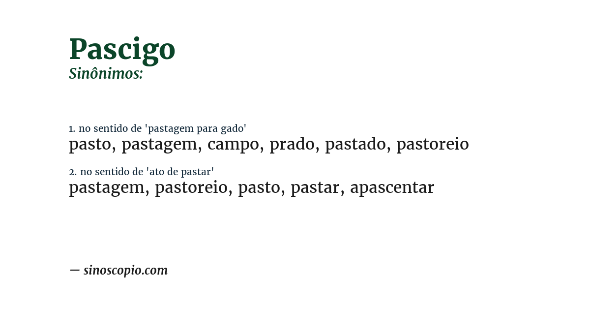 Sinônimo de pascigo