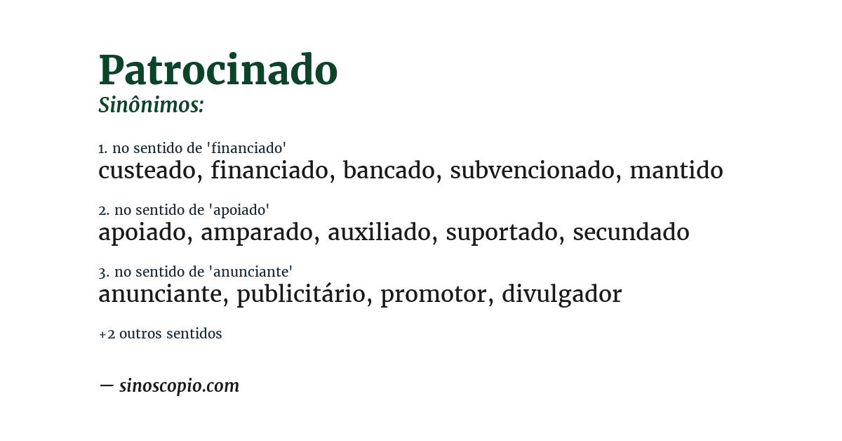 Sinônimo de patrocinado