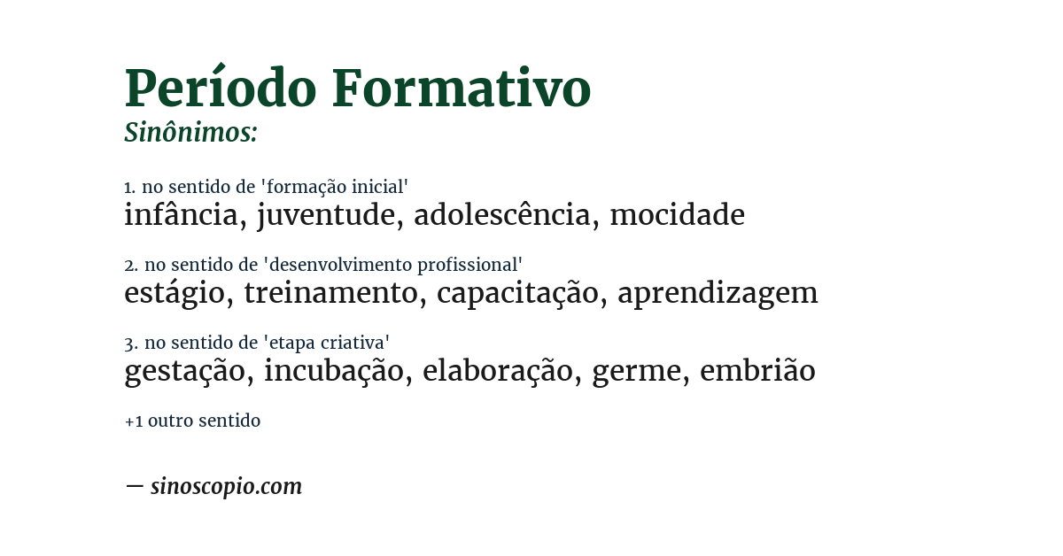 Sinônimo de período formativo