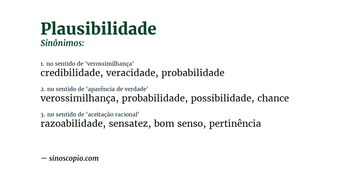 Sinônimo de plausibilidade