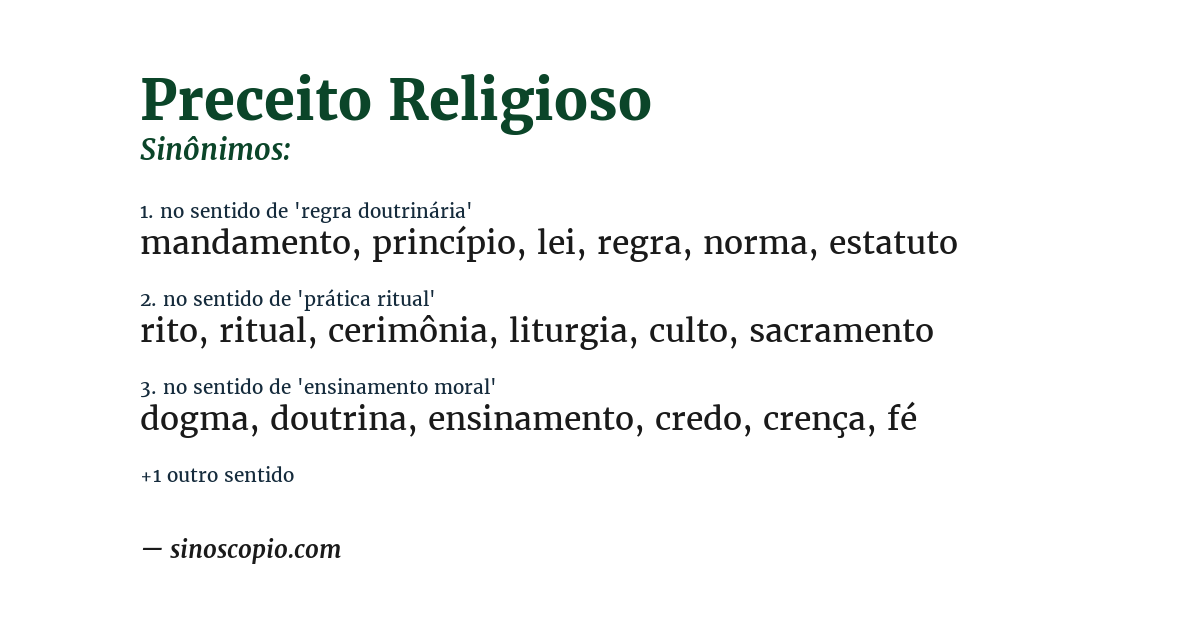 Sinônimo de preceito religioso