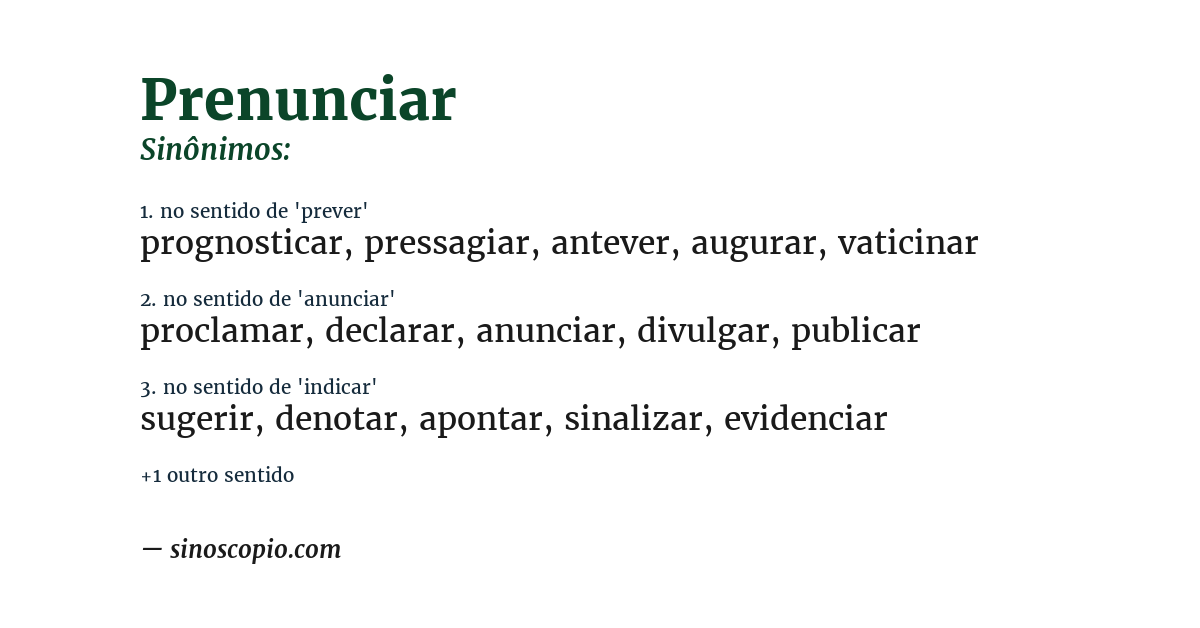 Sinônimo de prenunciar