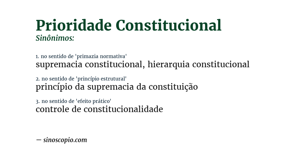 Sinônimo de prioridade constitucional