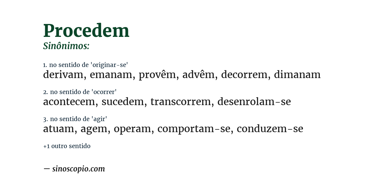 Sinônimo de procedem