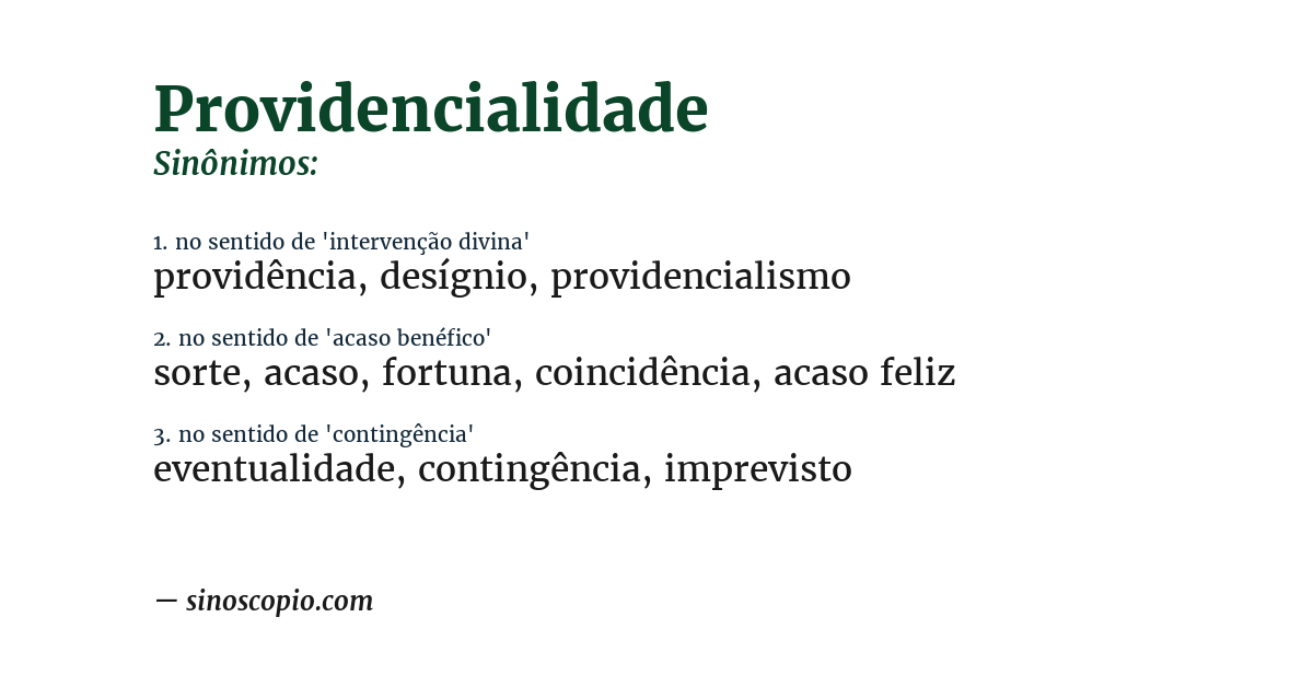 Sinônimo de providencialidade