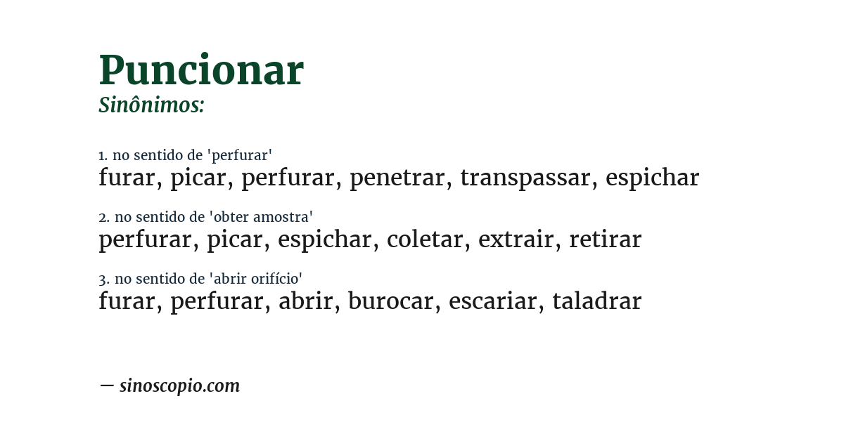 Sinônimo de puncionar