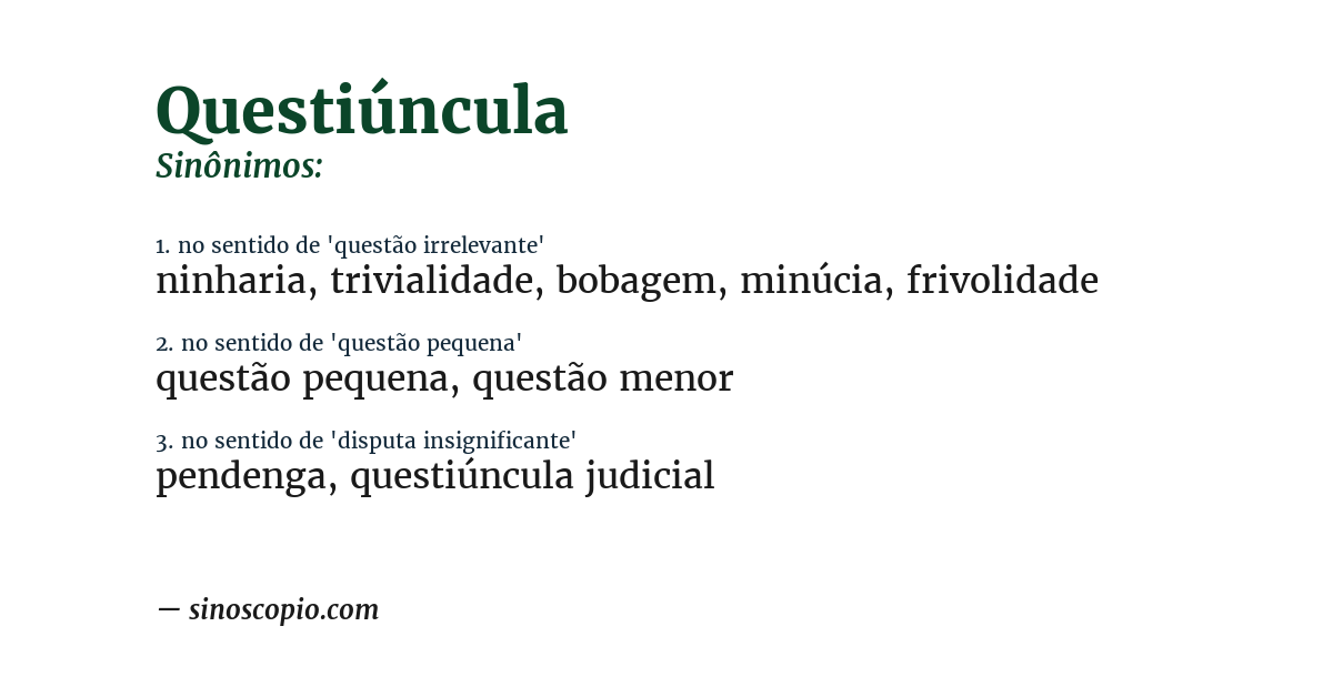 Sinônimo de questiúncula