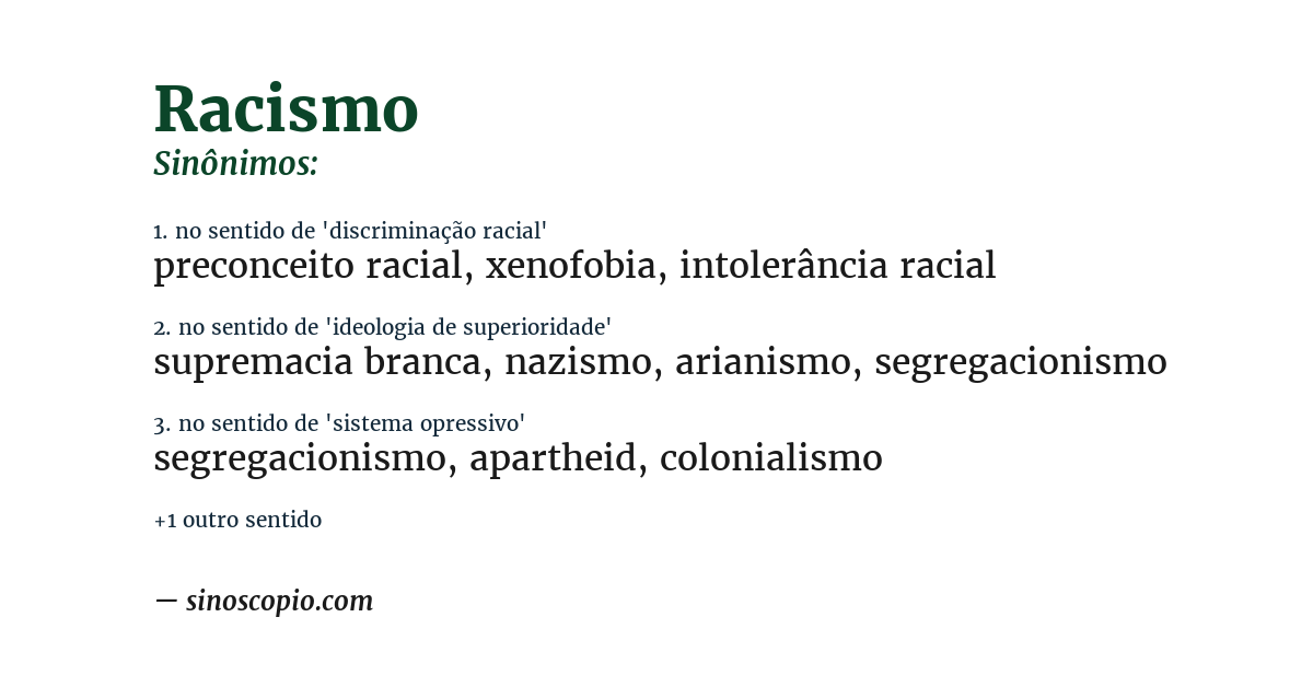 Sinônimo de racismo