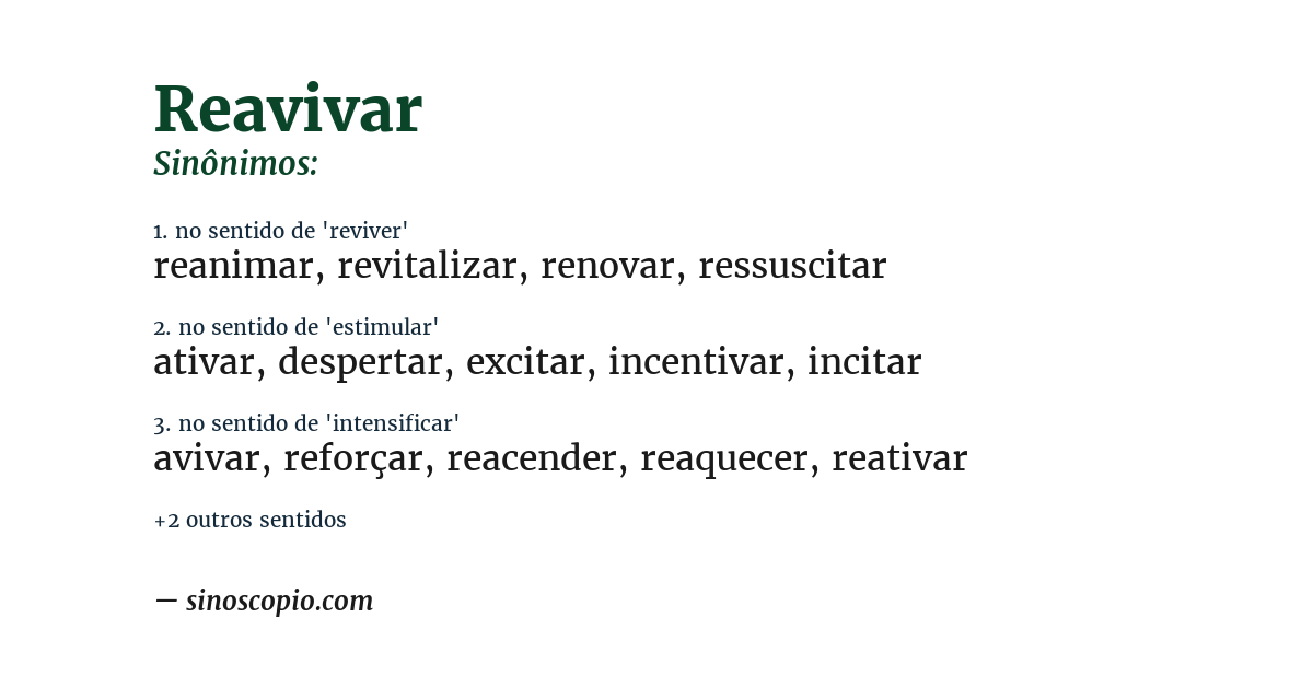 Sinônimo de reavivar