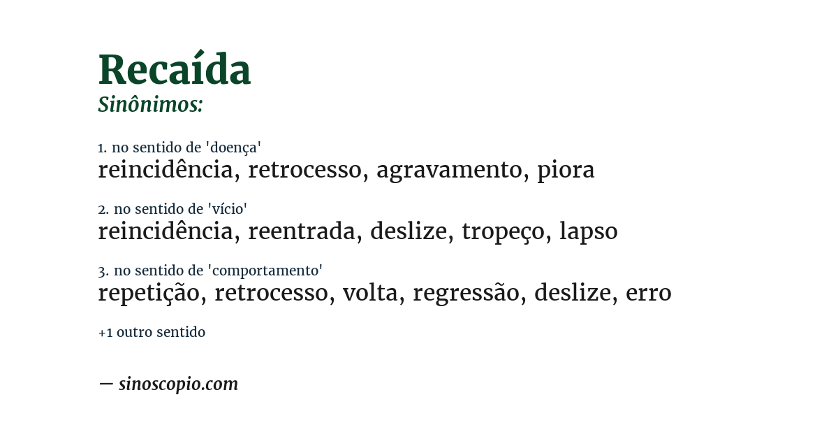 Sinônimo de recaída