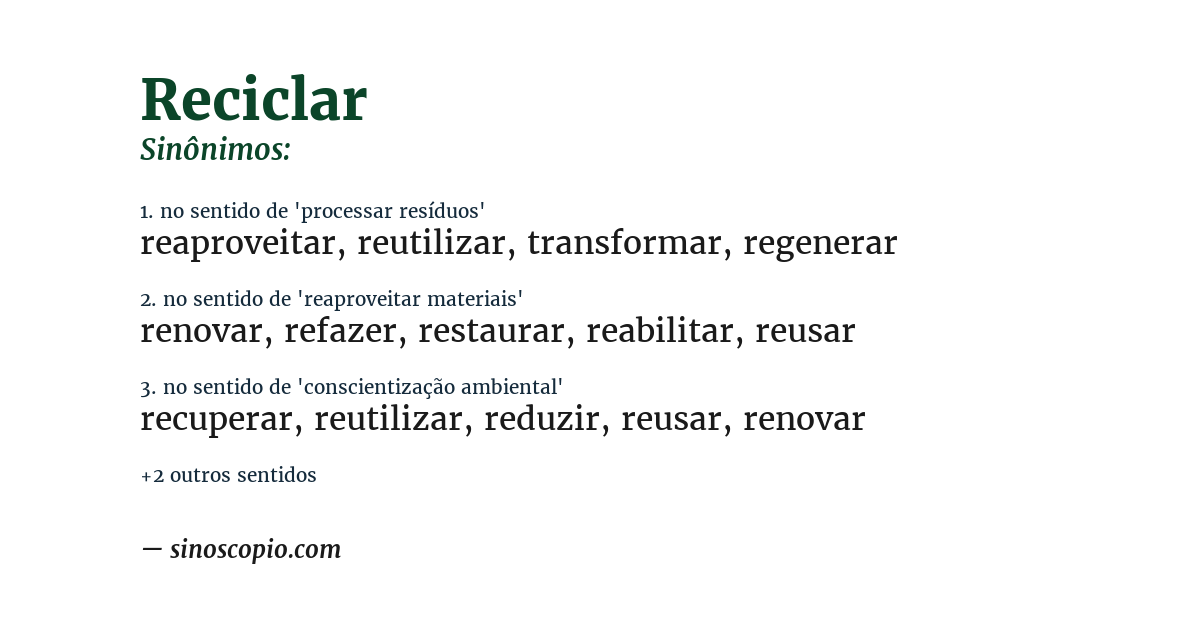 Sinônimo de reciclar
