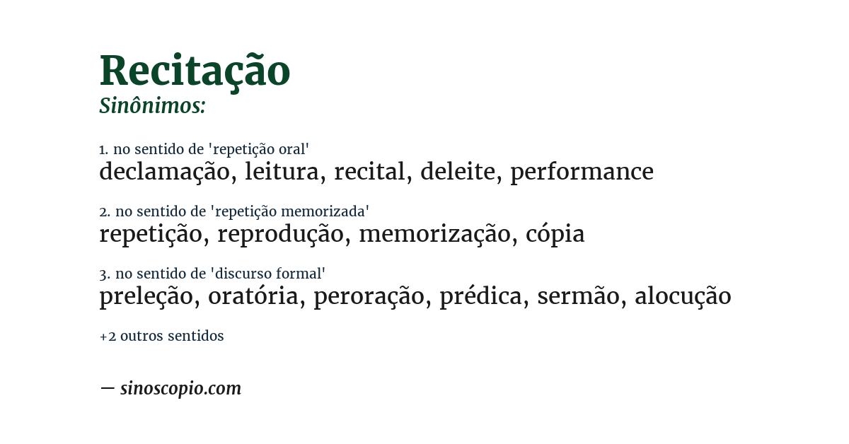 Sinônimo de recitação