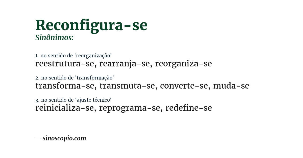 Sinônimo de reconfigura-se