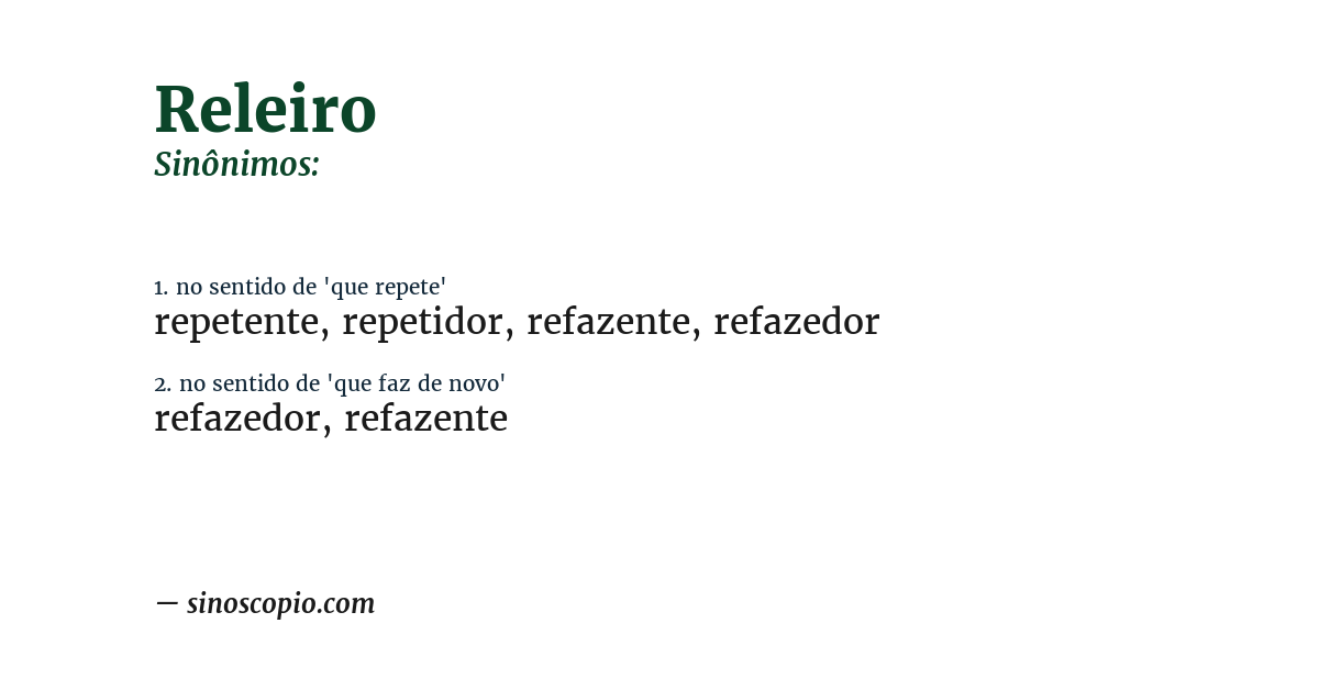 Sinônimo de releiro