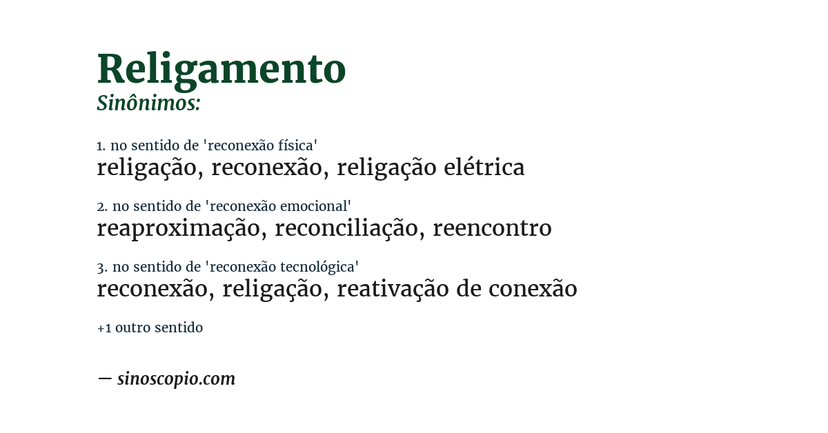 Sinônimo de religamento