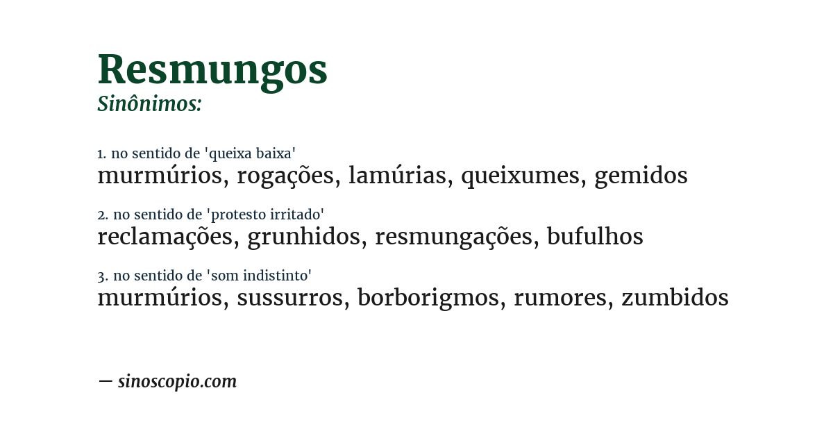 Sinônimo de resmungos