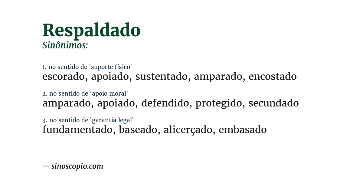 Sinônimo de respaldado