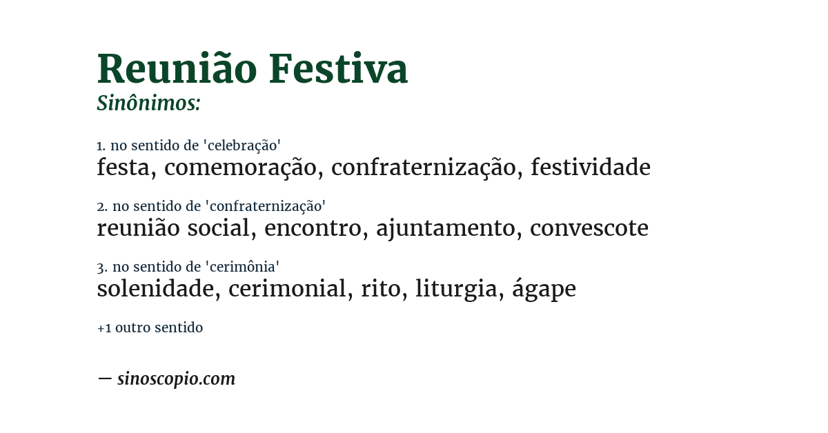 Sinônimo de reunião festiva