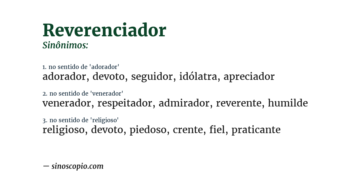 Sinônimo de reverenciador