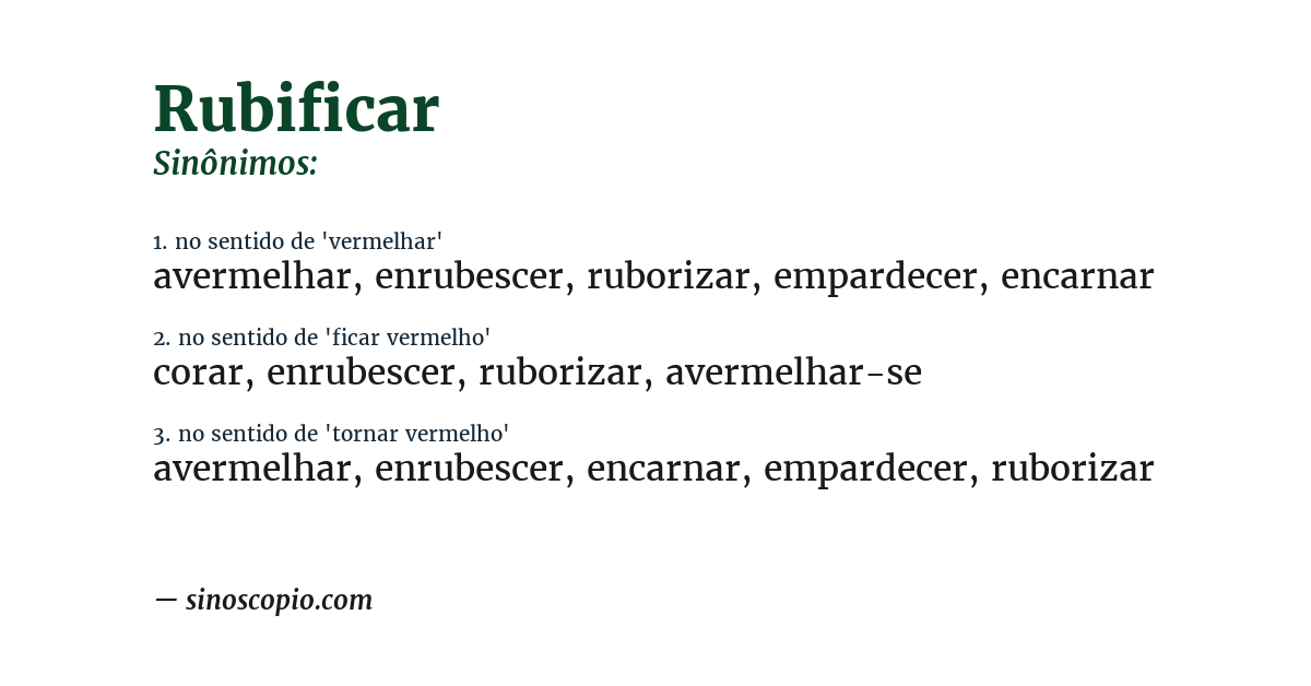 Sinônimo de rubificar