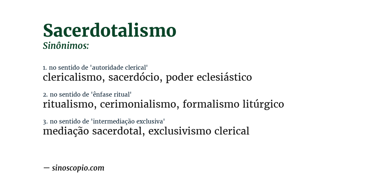 Sinônimo de sacerdotalismo