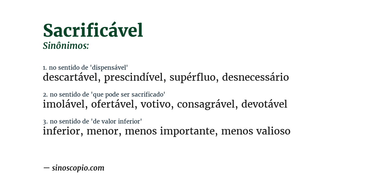 Sinônimo de sacrificável