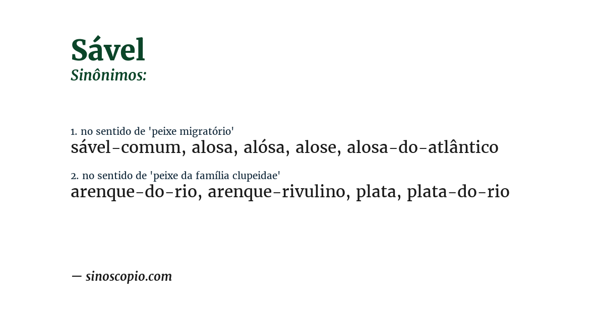 Sinônimo de sável