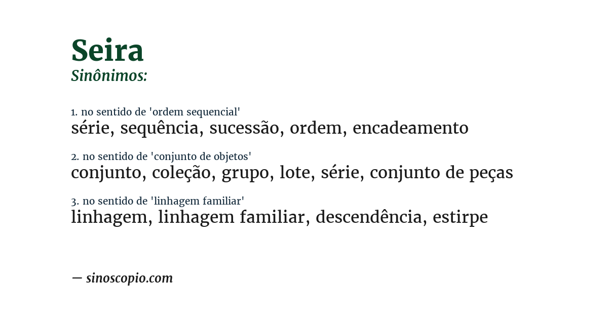 Sinônimo de seira