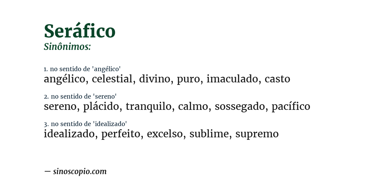 Sinônimo de seráfico