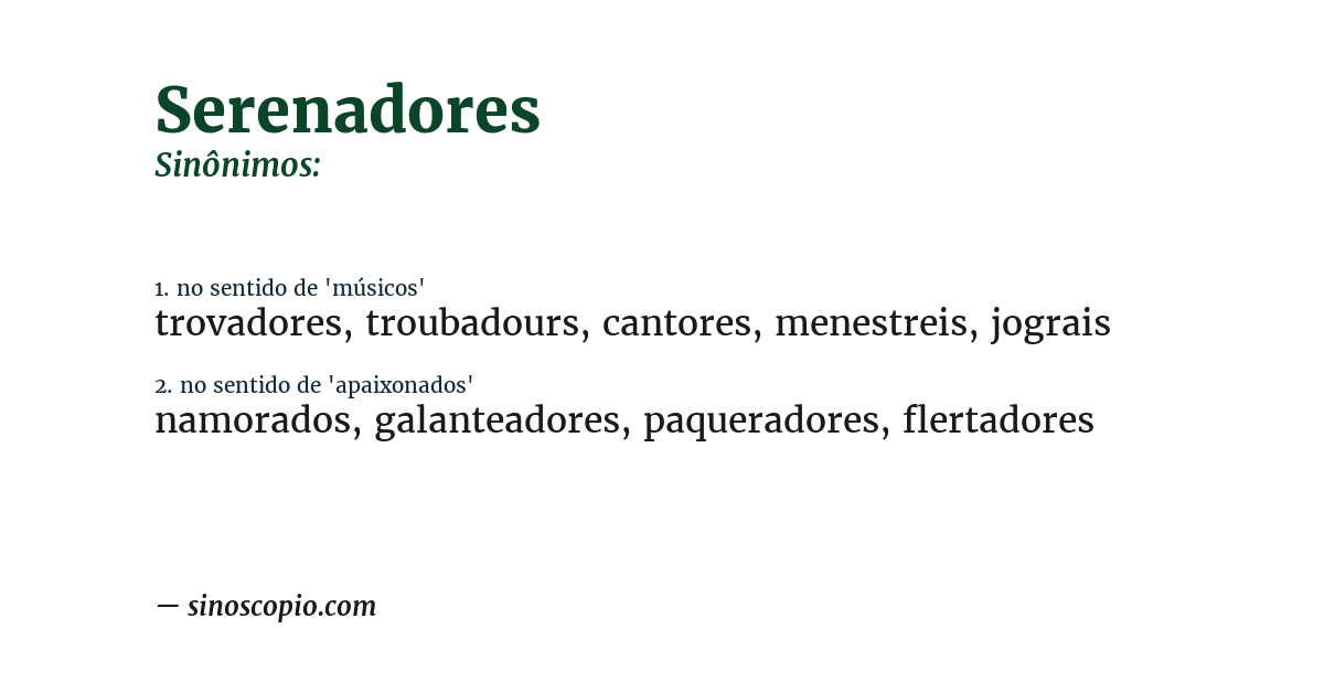Sinônimo de serenadores