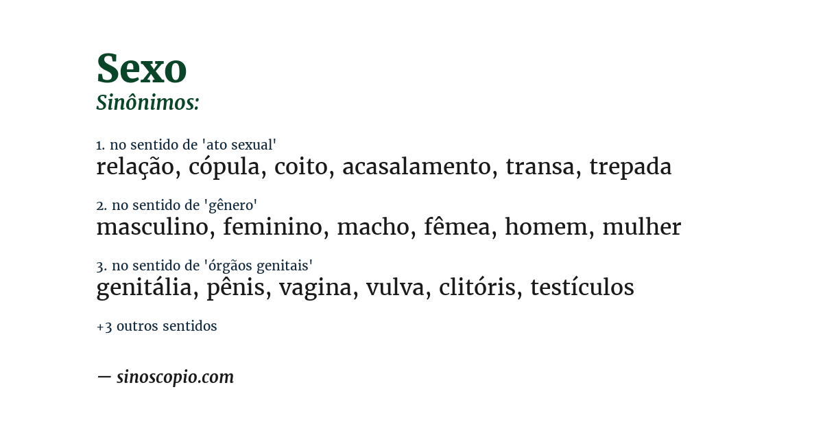 Sinônimo de sexo