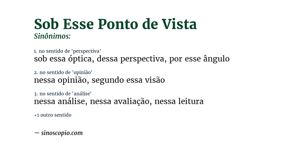 Sinônimo de sob esse ponto de vista