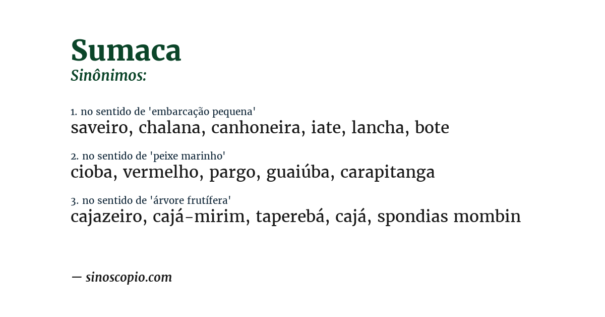 Sinônimo de sumaca